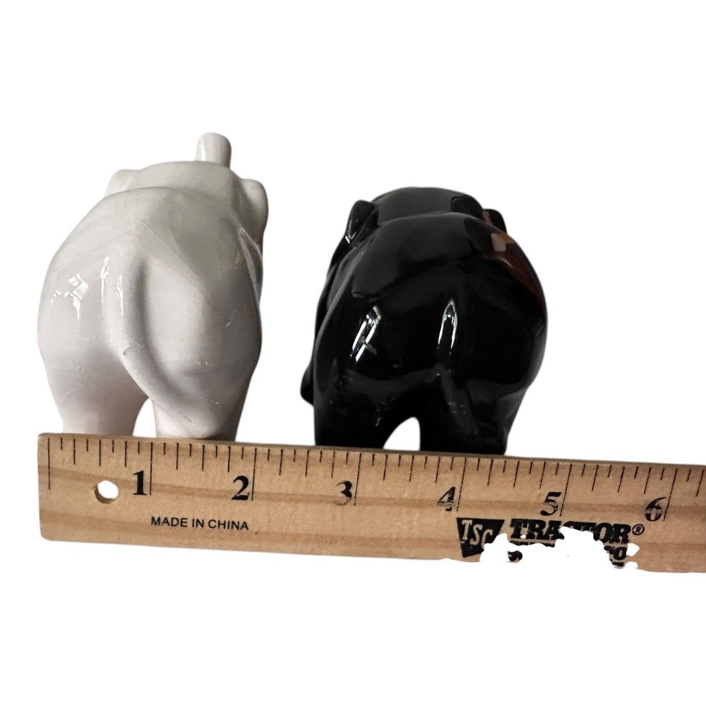 Unbranded Elephant Figurines Unisex Small Black White Excellent Ceramic Set 2 - Picture 9 of 13